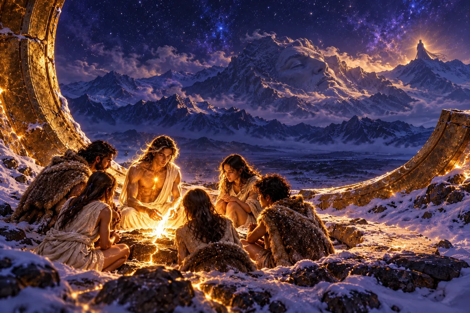 The first fire, inside a fallen ring